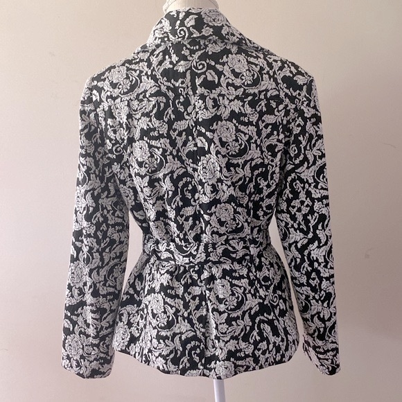 Roz & Ali woman’s black / white lightweight belted  jacket Rayon blend size L - Picture 6 of 14